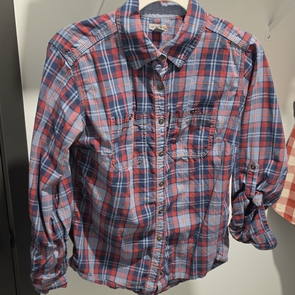 Carhartt Tops - Carhartt Womens Plaid Button-Up Long Sleeve Shirt Blue Red White S (4/6) Pockets